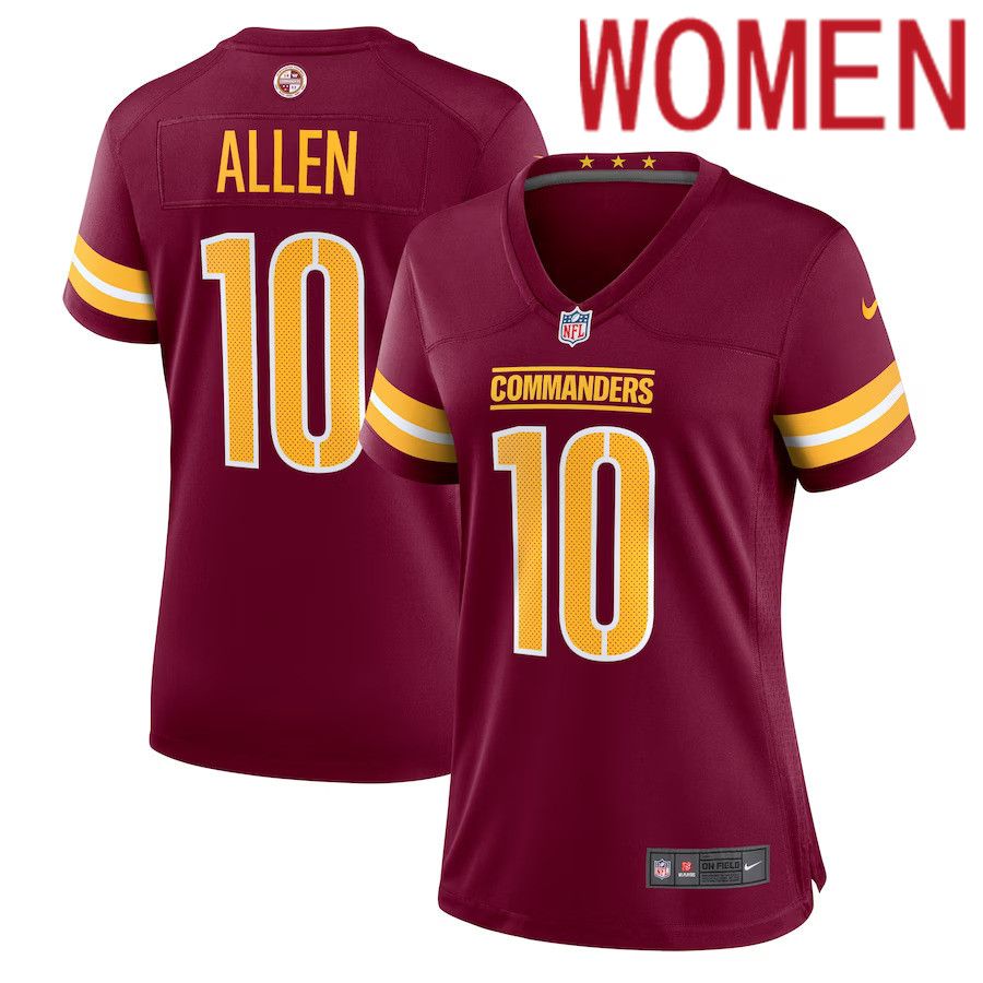 Women Washington Commanders 10 Kazmeir Allen Nike Burgundy Team Game NFL Jersey